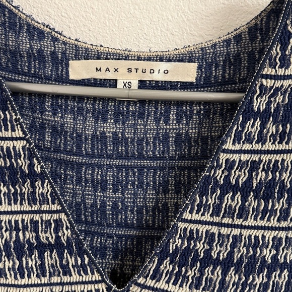 MAX STUDIO Fit and Flare, Smocked Mini Dress, Navy xs - Picture 5 of 11